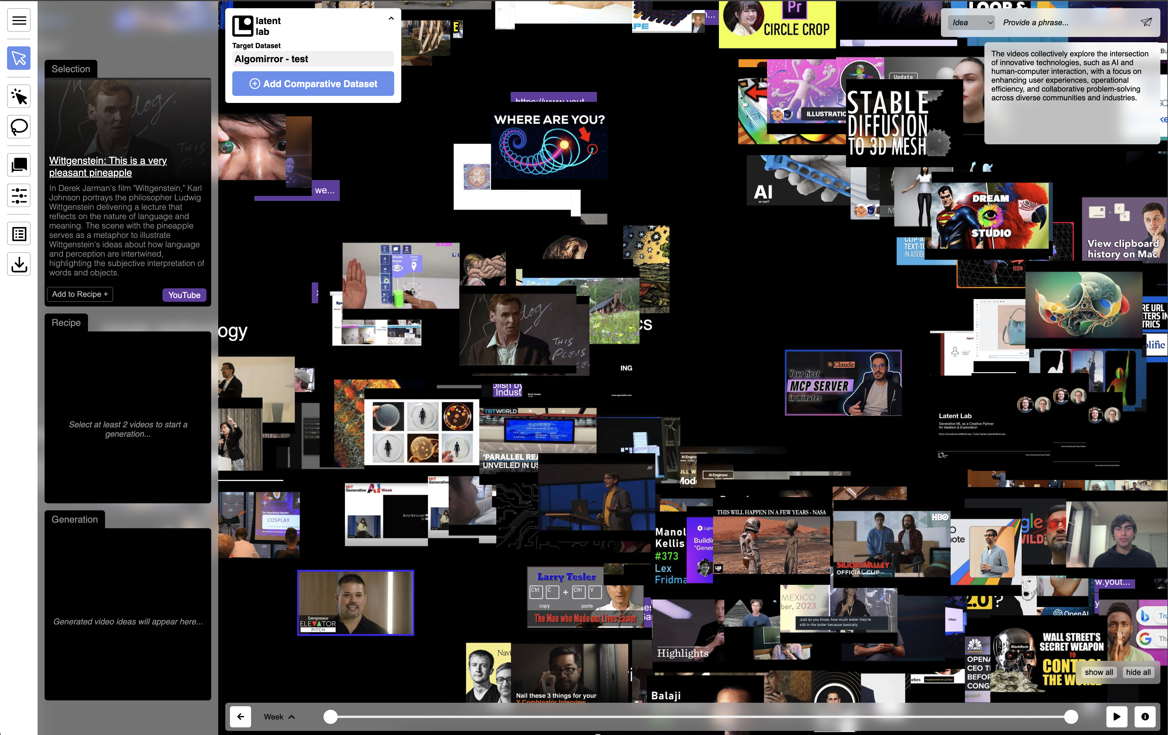YouTube thumbnails in semantic space